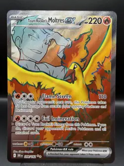 Team Rockets Moltres EX English Full Art 208/182 SV10 Destined Rivals Pokemon NM - Image 1