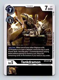 Tankdramon BT4-071 Common Black Ultimate (Lv5) Digimon Card CCG - Image 1