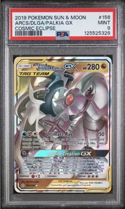 Pokemon Arceus & Dialga & Palkia GX 156/236 Cosmic Eclipse Ultra Rare Card PSA 9 - Image 1