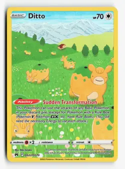 Ditto GG22/GG70 Crown Zenith: Galarian Gallery Pokemon Ultra Rare Near Mint NM - Image 1