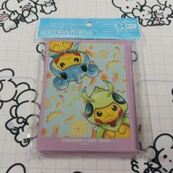 Pokemon Card Sleeves 64 Count Poncho Pikachu Lapras Celebrating 1 Year SG - Image 1