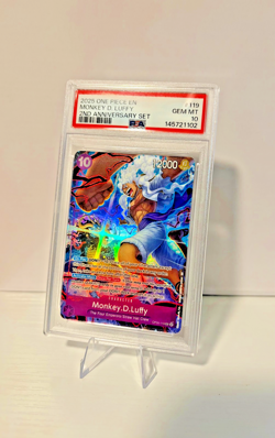 2025 ONE PIECE OP05 119 MONKEY D LUFFY ENGLISH 2ND ANNIVERSARY SET PROMO PSA 10 - Image 1