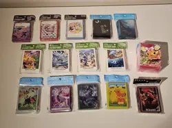 LOT OF 14! (973 SLEEVES!) Pokemon Center Japan 63 Card Sleeves DECK BOX US! NEW! - Image 1