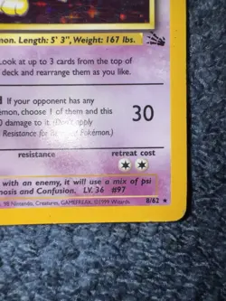 Pokemon TCG Hypno Holo Rare Card Fossil Set 1999, 8/62, WOTC Vintage - Image 3