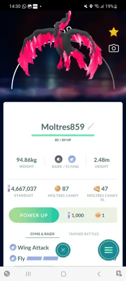 Pokemon Go Legendary Galerian Moltres ( Normal ) - Image 1