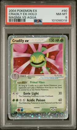 2004 POKEMON EX TEAM MAGMA VS TEAM AQUA #90 CRADILY EX-HOLO PSA 8 NM-MT - Image 1