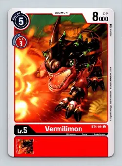 Vermilimon BT4-014 Common Red Ultimate (Lv5) Digimon Card CCG - Image 1