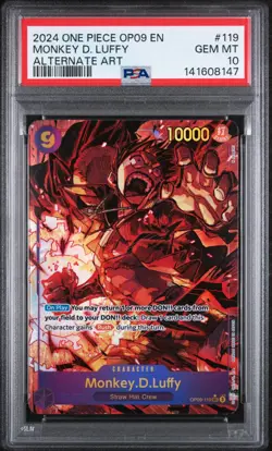 PSA 10 - Monkey D. Luffy OP09-119 Alt Art - One Piece Emperors New World English - Image 1