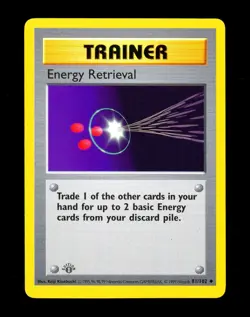 1999 Pokemon ENERGY RETRIEVAL Base Set 1ST EDITION Grey Stamp ERROR Card 81/102 - Image 1