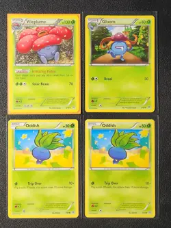 Vileplume 3/98, Gloom 2/98, 2x Oddish 1/98 Pokemon card XY Ancient Origins NM - Image 1