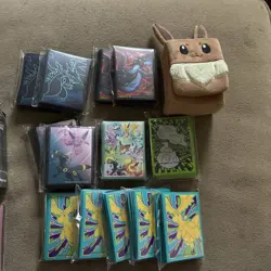 Pokemon Official TCG Sleeves Factory Sealed Mixed Lot( 805) and eevee deck box - Image 1