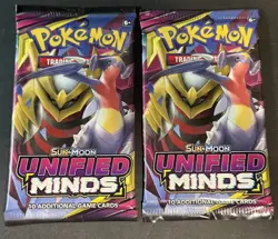 Pokemon TCG 2019 Sun & Moon Unified Minds Booster Pack Factory Sealed Lot 2 - Image 1
