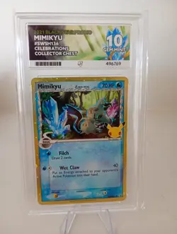 Ace Grading Gem Mint 10 Mimikyu Celebrations 25th Promo Pokemon Card SWSH136 - Image 1