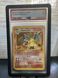 Pokemon TCG Charizard Base Set Holo Unlimited Rare Card 4/102 PSA 1 - Image 1