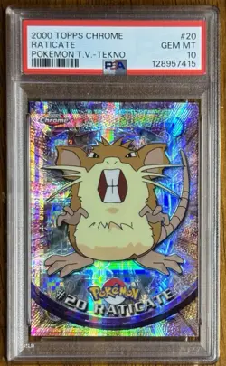 2000 Topps Chrome Pokemon Raticate Tekno PSA 10 Low Pop Rare #20 Series 1 - Image 1