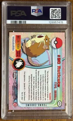 2000 Topps Chrome Pokemon Raticate Tekno PSA 10 Low Pop Rare #20 Series 1 - Image 2