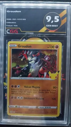 Carte pokemon Groudon Gradee CGG 9,5 FRANCAIS Celebrations 017/025 21970043 - Image 1