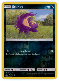 Pokemon Card Ultra Prism Stunky 75/156 Reverse Holo Common - NM - Image 1