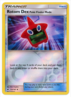 Pokemon Card Burning Shadows Rotom Dex 122/147 Reverse Holo Uncommon - NM/MT - Image 1
