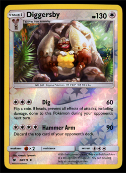 Pokemon Card Crimson Invasion Diggersby 88/111 Reverse Holo Uncommon - NM - Image 1