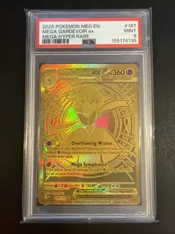 2025 Mega Evolution Hyper Rare - Mega Gardevoir ex Gold Card 187/132 - PSA 9 - Image 1