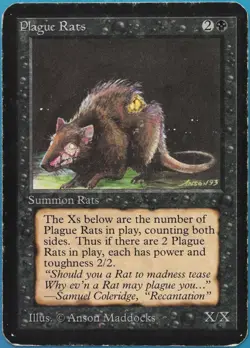 Plague Rats Alpha HEAVILY PLD Black Common MAGIC MTG CARD (ID# 516700) ABUGames - Image 1