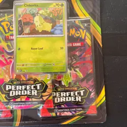 Pokemon Perfect Order 3-Pack Blister Sealed - Chikorita Promo - SEALED NEW 🔥 - Image 4