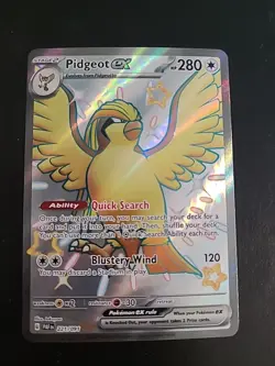 Pidgeot Ex 221/091 Shiny Holo Rare Paldean Fates Pokemon Card NM - Image 1