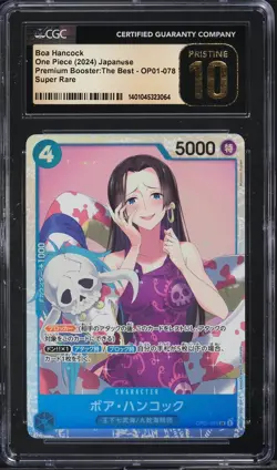 CGC 10 Pristine One Piece Boa Hancock SR OP01-078 Premium Booster Jpn - Image 1
