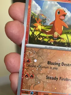 POKEMON CHARMANDER 004/165 COMMON COSMOS REVERSE HOLO WITH SWIRL 151 NM CARD - Image 3