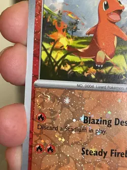 POKEMON CHARMANDER 004/165 COMMON COSMOS REVERSE HOLO WITH SWIRL 151 NM CARD - Image 5