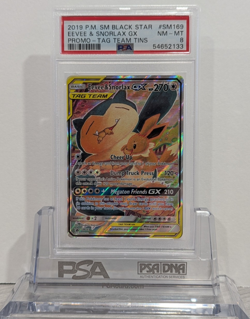 PSA 8 Eevee & Snorlax GX #SM169 - Alt Art Promo Pokemon Card - NM-MINT - Image 1