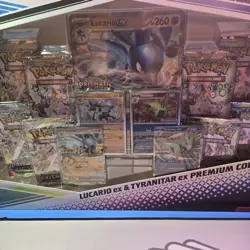 Pokemon TCG Prismatic Evolutions Lucario Ex + Tyranitar Ex Premium Collection - Image 2