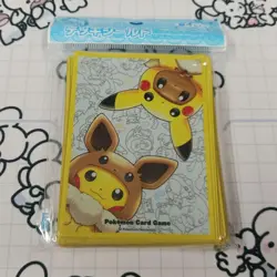 Pikachu and Eevee Deck Shield 64 Count Pokemon Card Sleeves Official Product - Image 1