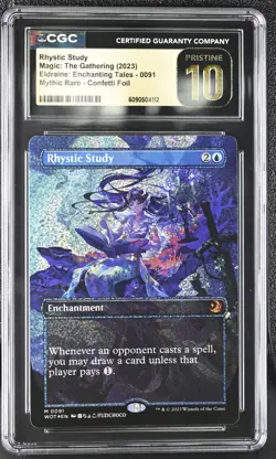 Rhystic Study (CGC PRISTINE 10) - Confetti Foil - MTG WOE: Enchanting Tales - Image 1
