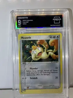 2003 Pokemon Black Star Promo #13 Meowth AC 9 Swirl By Pokeball - Image 1
