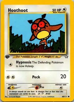 1st Edition Hoothoot 060/111 - Neo Genesis - NM Pokemon TCG - Image 1
