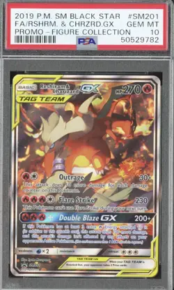 Pokemon SM Black Star Promo SM201 Reshiram & Charizard GX PSA 10 Full Art Holo - Image 1