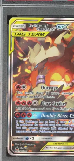 Pokemon SM Black Star Promo SM201 Reshiram & Charizard GX PSA 10 Full Art Holo - Image 2