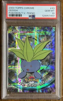 2000 Topps Chrome Pokemon Oddish Tekno PSA 10 Low Pop Rare #43 Series 1 - Image 1