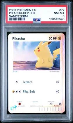 Pikachu Reverse Holo #72/100 - 2003 Pokemon EX Sandstorm - PSA 8 - LOW POP 127 - Image 1