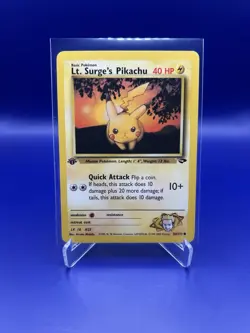 Pokemon TCG Lt. Surge's Pikachu 84/132 1st Edition Gym Challenge English - Image 1