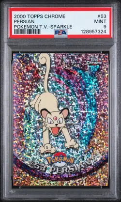 2000 Topps Chrome Pokemon Persian Sparkle PSA 9 Low Pop Rare #53 Series 1 - Image 1