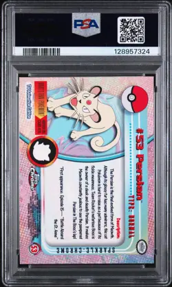 2000 Topps Chrome Pokemon Persian Sparkle PSA 9 Low Pop Rare #53 Series 1 - Image 2