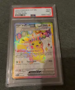 Pokemon Pikachu ex 219/191 Sv08 Surging Sparks Ultra Rare Holo 200 HP PSA 9 Eng - Image 1