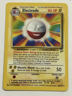 Pokemon TCG Electrode 25/130 Non-Holo Rare Base Set 2 LP - Image 1