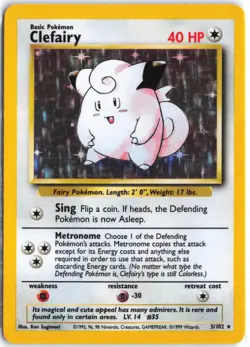 Clefairy 5/102 Holo Holo Rare Base Set Unlimited Pokemon LP - Image 1