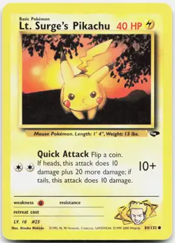 Pokemon TCG Lt. Surge's Pikachu Gym Challenge Common 084/132 Unlimited - Image 1