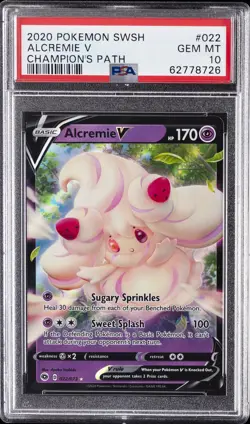 2020 POKEMON SWORD & SHIELD CHAMPION'S PATH #022 ALCREMIE V PSA 10 - Image 1