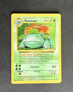 1999 Pokemon Base Set Shadowless Venusaur Holo #15 LP - Minor Front Scratches - Image 1